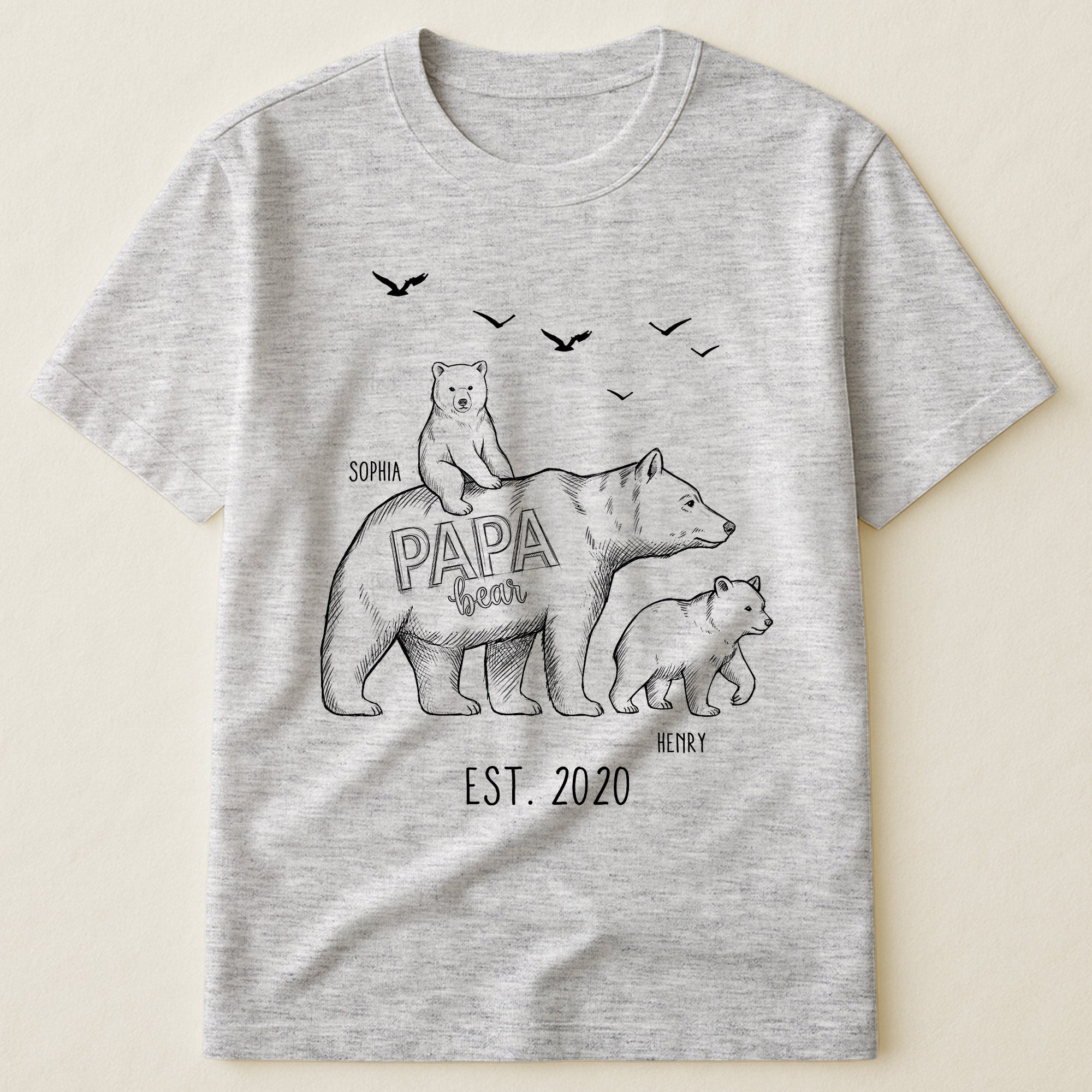 Papa Bear Sketch Art Custom Father’s Day Gift For Dad, Husband, Grandpa - Personalized Shirt
