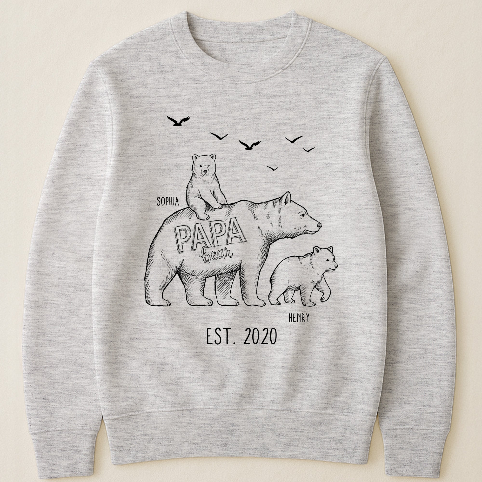 Papa Bear Sketch Art Custom Father’s Day Gift For Dad, Husband, Grandpa - Personalized Shirt