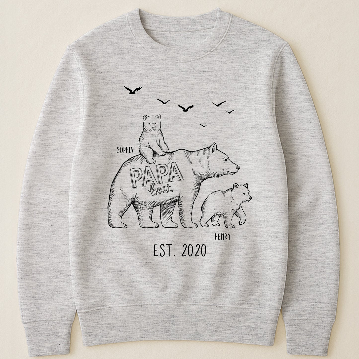 Papa Bear Sketch Art Custom Father’s Day Gift For Dad, Husband, Grandpa - Personalized Shirt