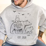 Papa Bear Sketch Art Custom Father’s Day Gift For Dad, Husband, Grandpa - Personalized Shirt