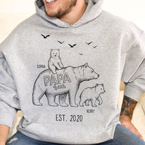 Papa Bear Sketch Art Custom Father’s Day Gift For Dad, Husband, Grandpa - Personalized Shirt