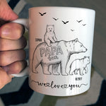 Papa Bear Sketch Art Father’s Day Gift For Dad, Husband, Grandpa - Personalized Mug