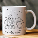 Papa Bear Sketch Art Father’s Day Gift For Dad, Husband, Grandpa - Personalized Mug