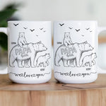 Papa Bear Sketch Art Father’s Day Gift For Dad, Husband, Grandpa - Personalized Mug