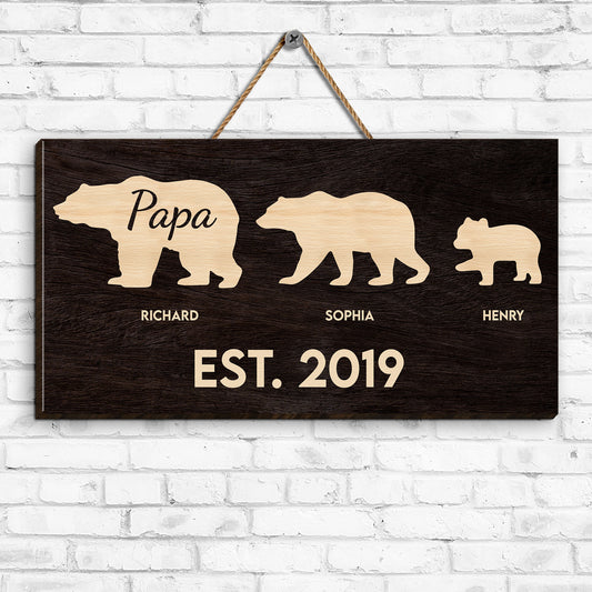 Papa Bear - Vintage Style - Personalized Wood Sign