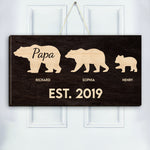 Papa Bear - Vintage Style - Personalized Wood Sign