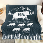 Papa Bear We Love You Gift For Dad, Grandpa - Personalized Blanket