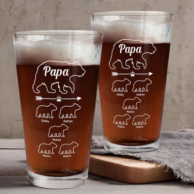 Papa Beer Funny Gift For Dad - Personalized Beer Glass