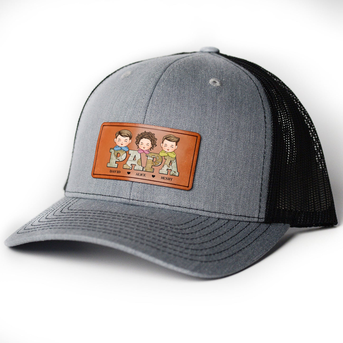 Papa - Personalized Leather Patch Hat
