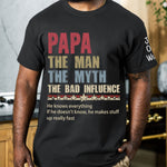 Papa The Man The Myth The Bad Influence Ver 2 - Personalized Shirt
