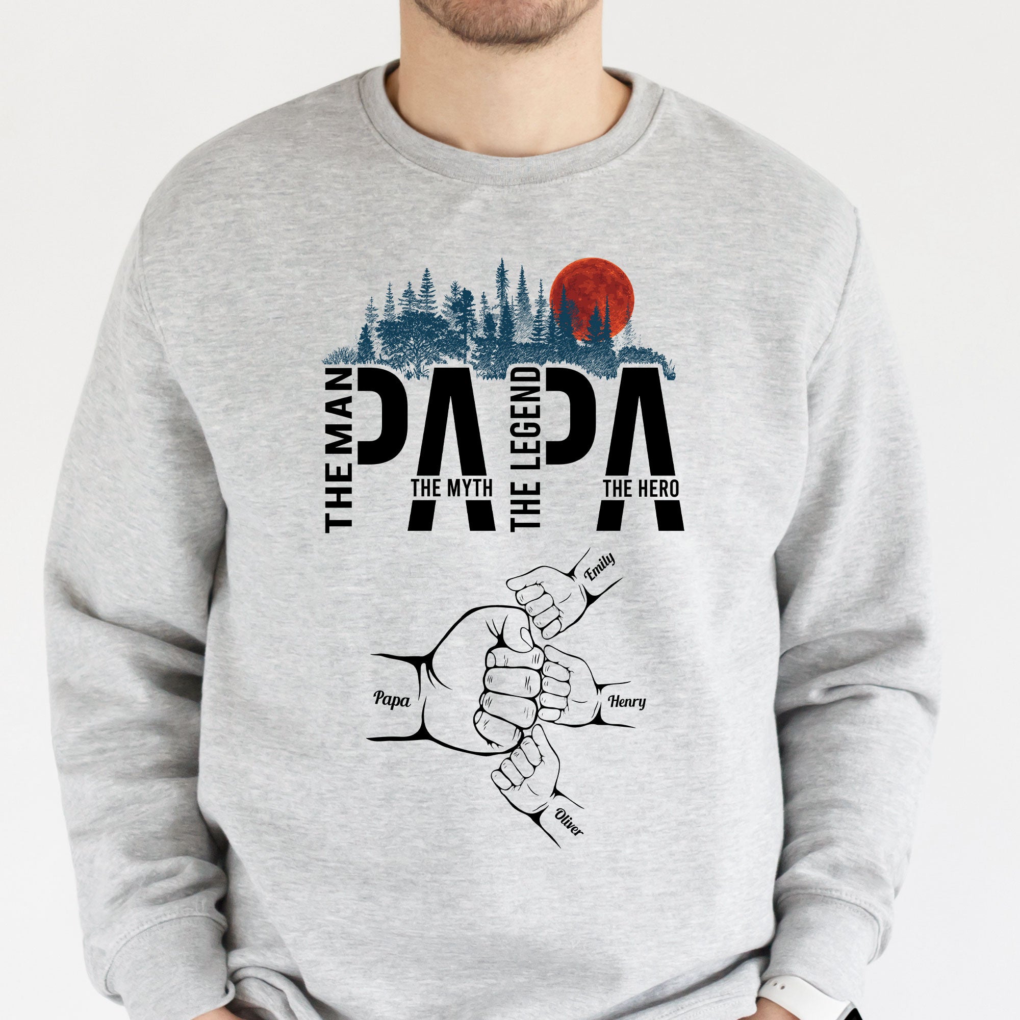 Papa The Man The Myth The Legend The Hero - Personalized Shirt