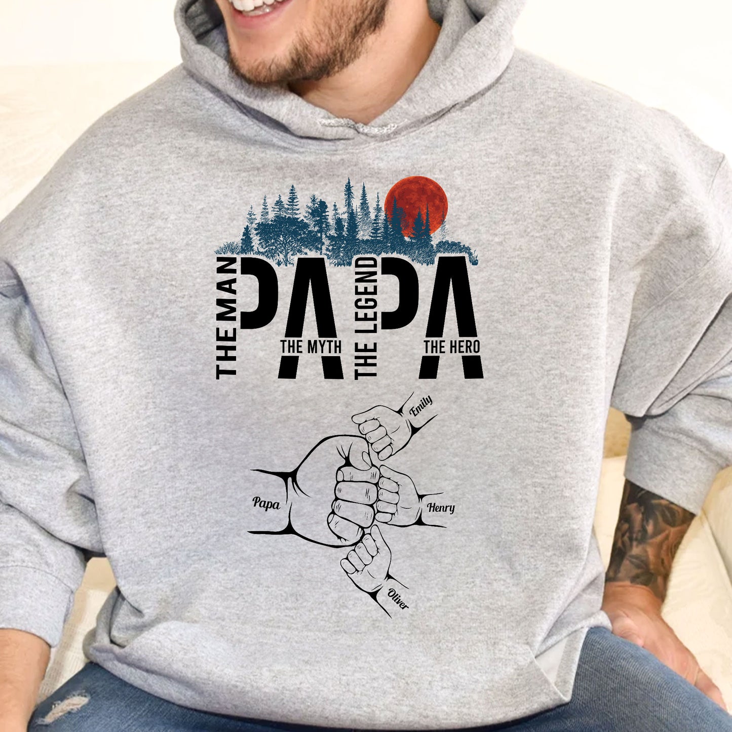 Papa The Man The Myth The Legend The Hero - Personalized Shirt