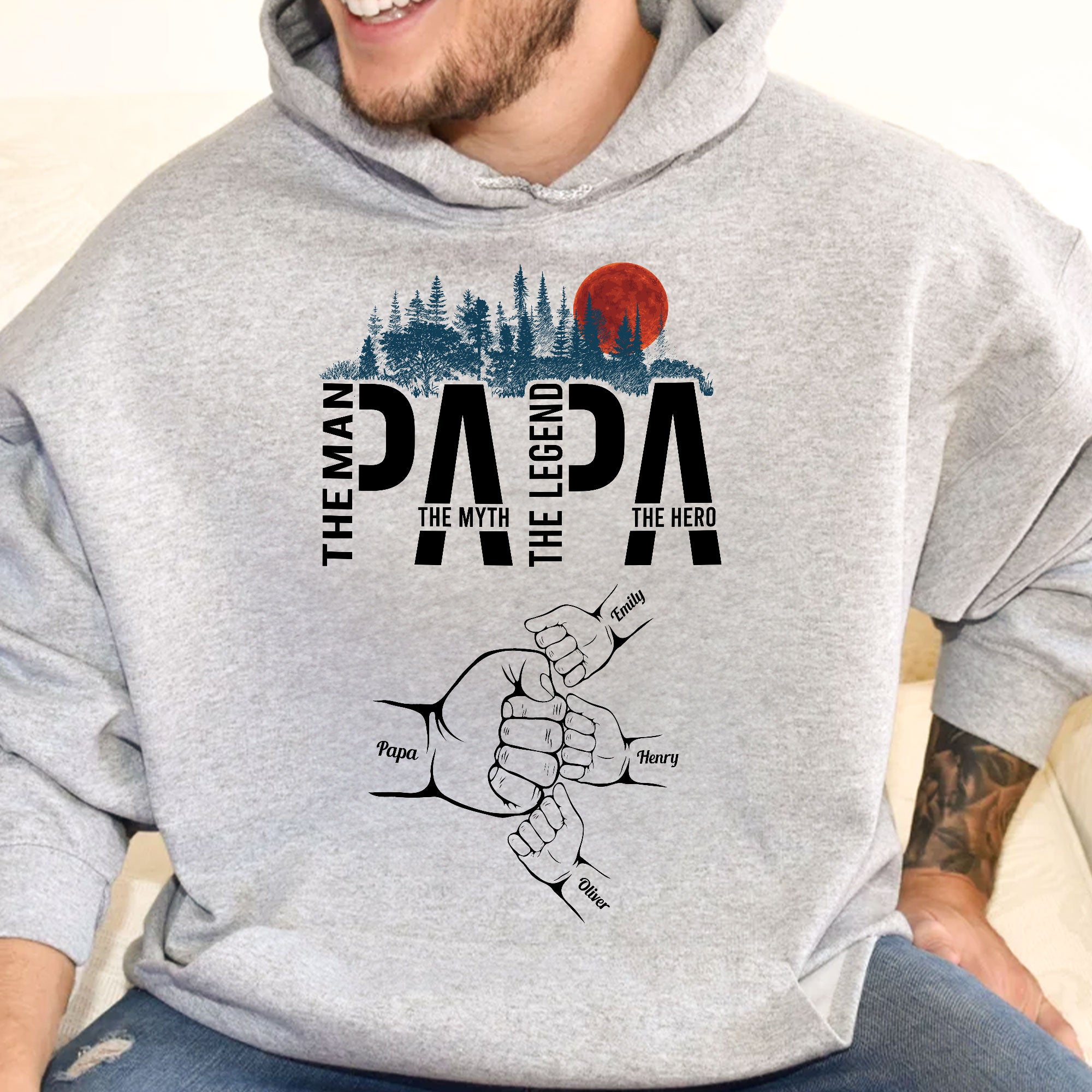 Papa The Man The Myth The Legend The Hero - Personalized Shirt