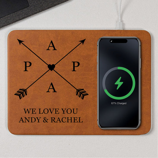 Father's Day Gifts, Papa We Love You - Personalized Leather Charging Mat