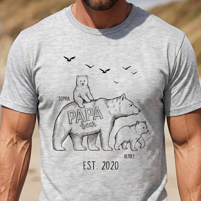 Papa Bear Sketch Art Custom Father’s Day Gift For Dad, Husband, Grandpa - Personalized Shirt