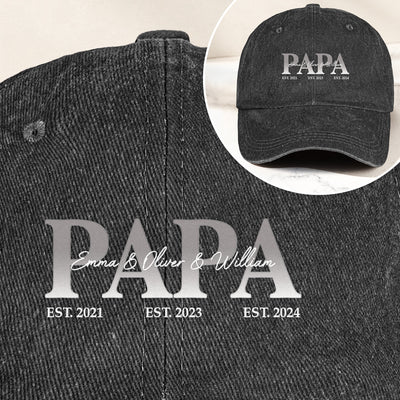 Papa, Daddy, Dad - Father's Day Gift With Kids' Names - Personalized Cap