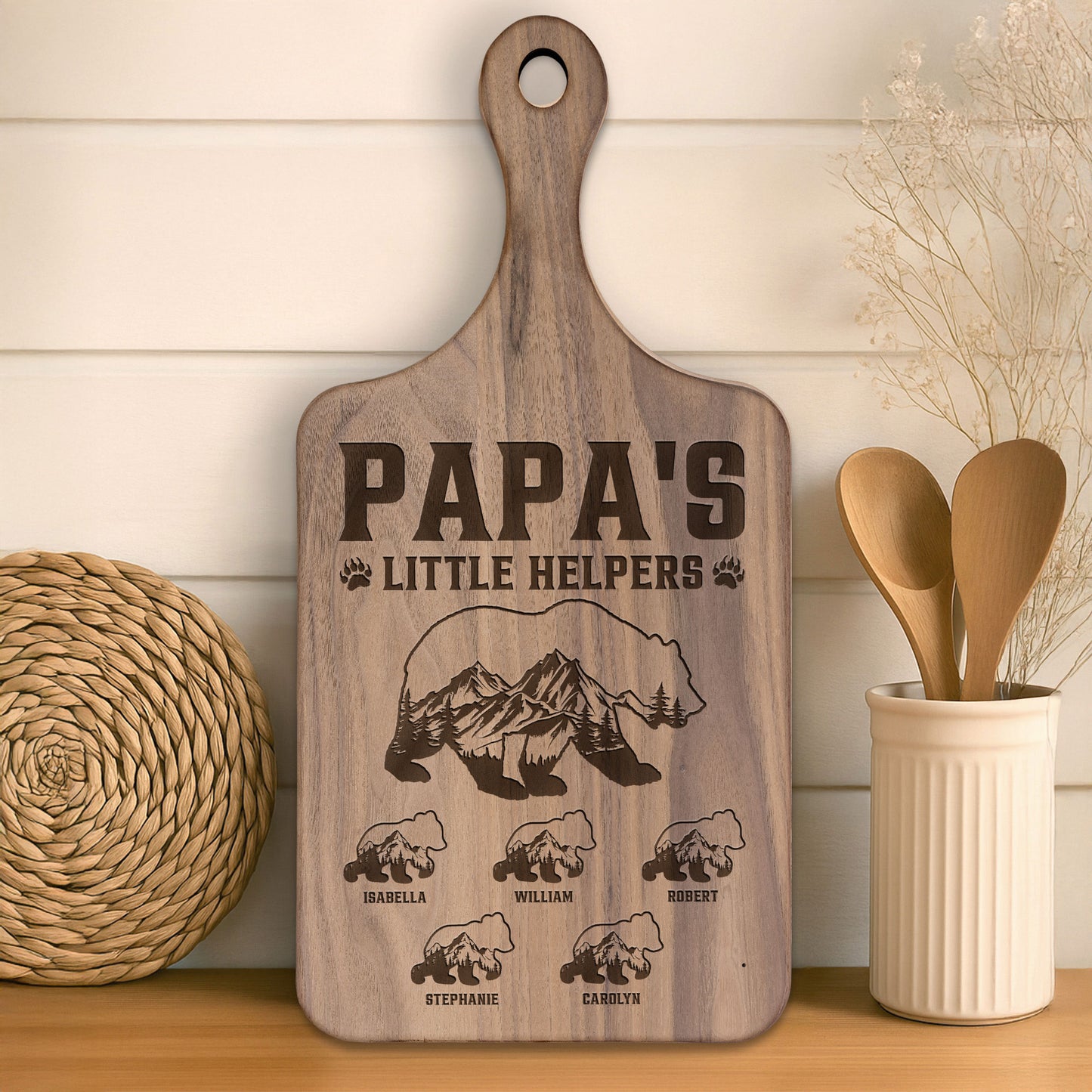 Papa's Little Helpers - Personalized Paddle Cutting Board
