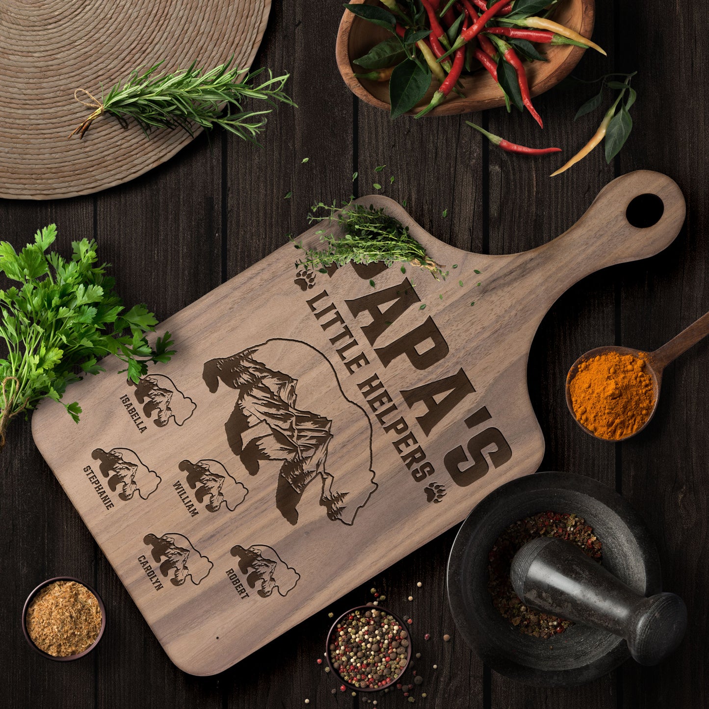 Papa's Little Helpers - Personalized Paddle Cutting Board