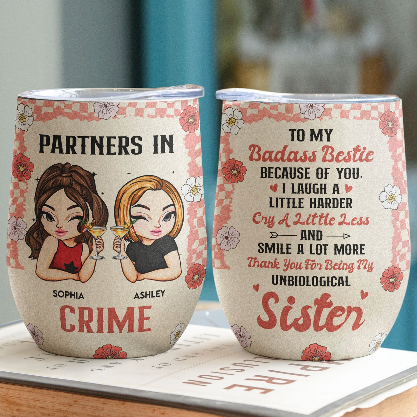 Partners In Crime Always Besties - Personalized Wine Tumbler