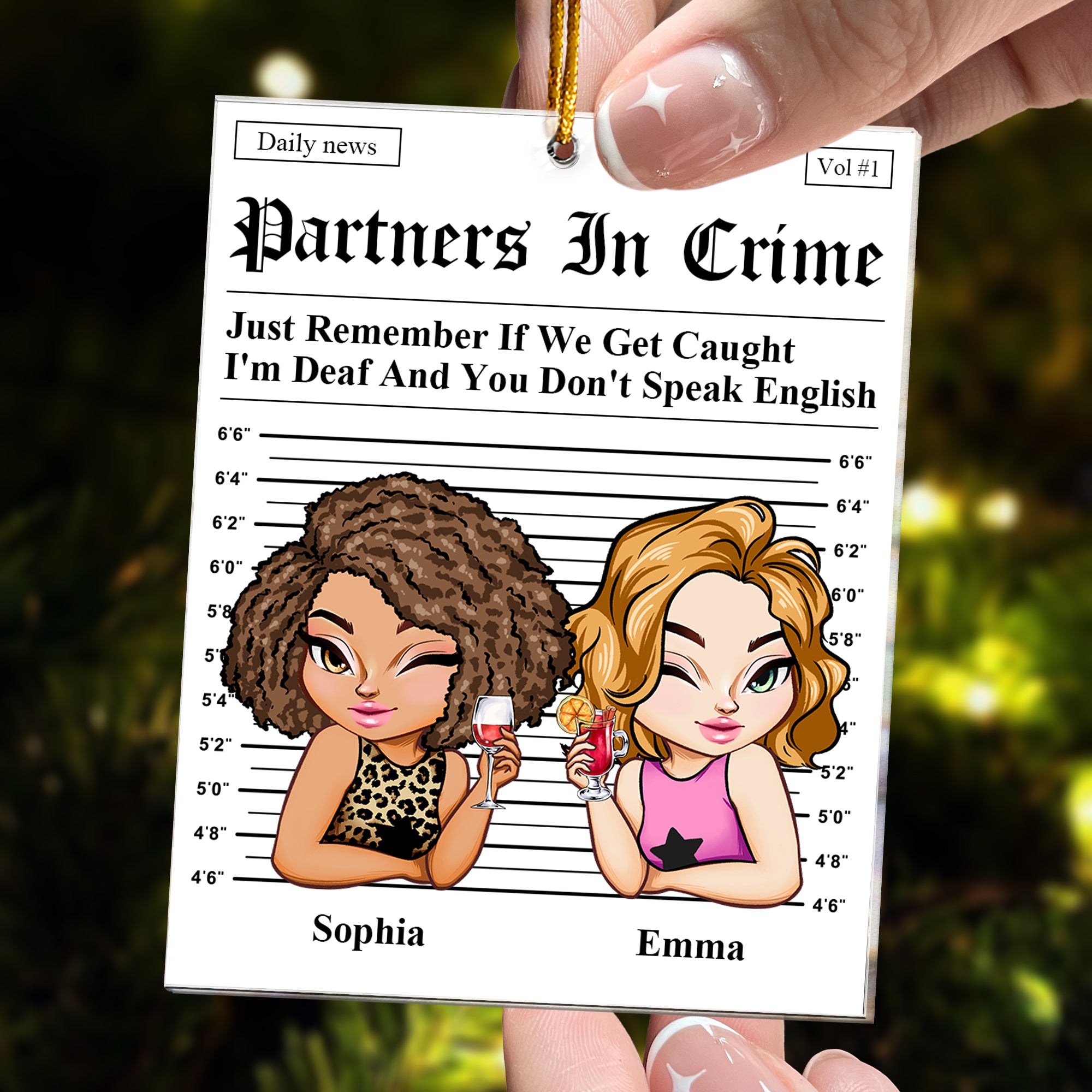 Partners In Crime - Daily News - Friendship Funny Gifts - Personalized Acrylic Ornament - Christmas Gift For Friend