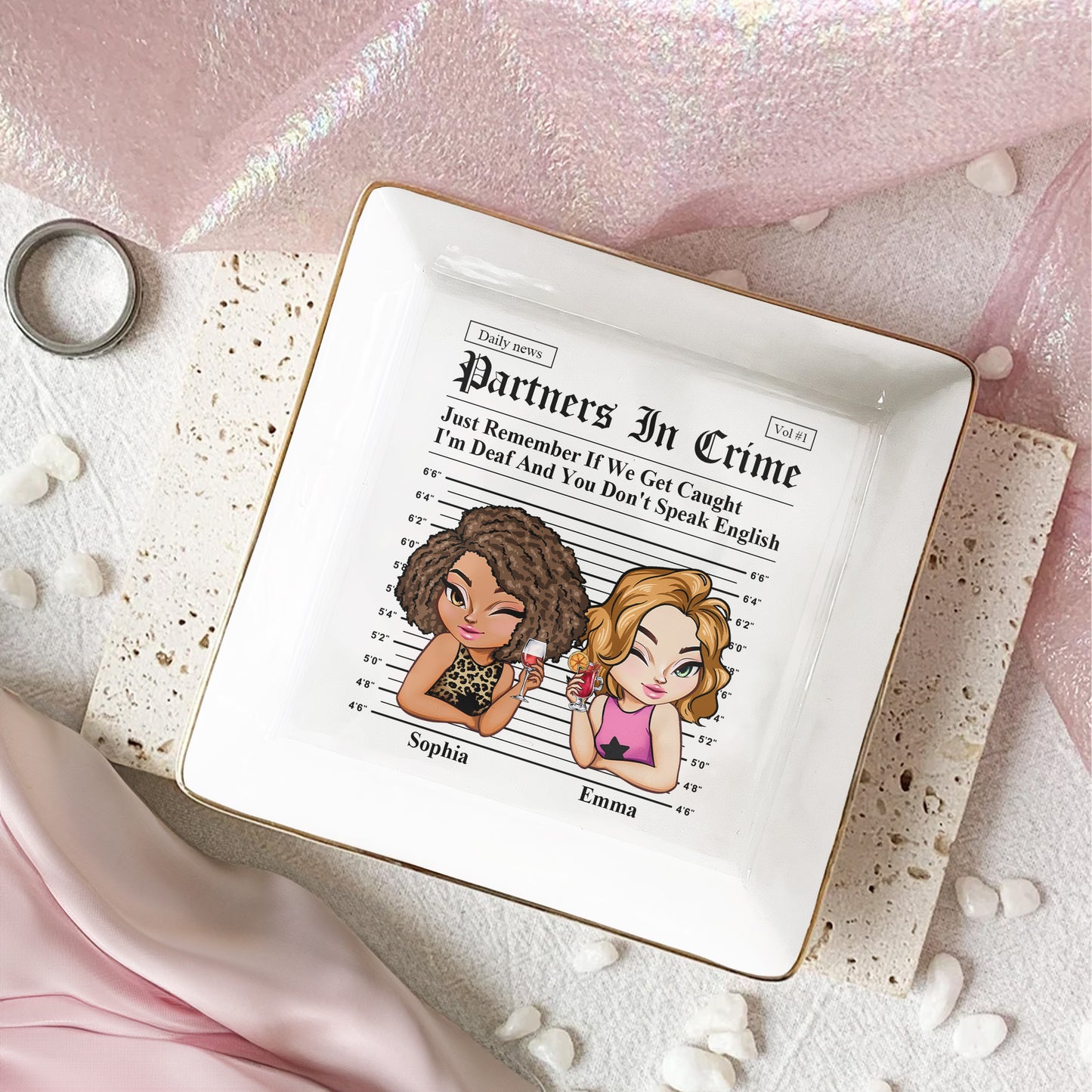 Partners In Crime For Friendship, Besties - Personalized Jewelry Dish