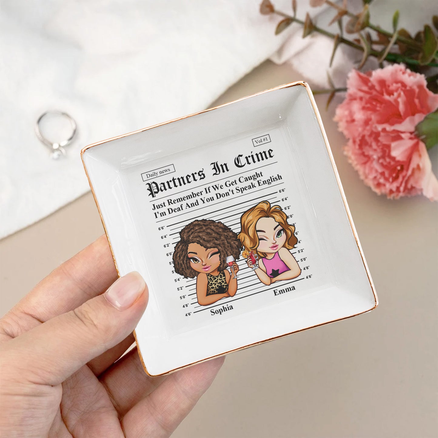 Partners In Crime For Friendship, Besties - Personalized Jewelry Dish