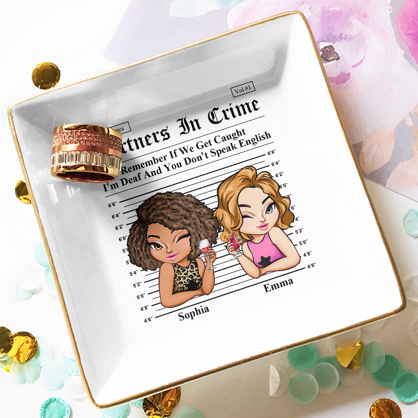 Partners In Crime For Friendship, Besties - Personalized Jewelry Dish