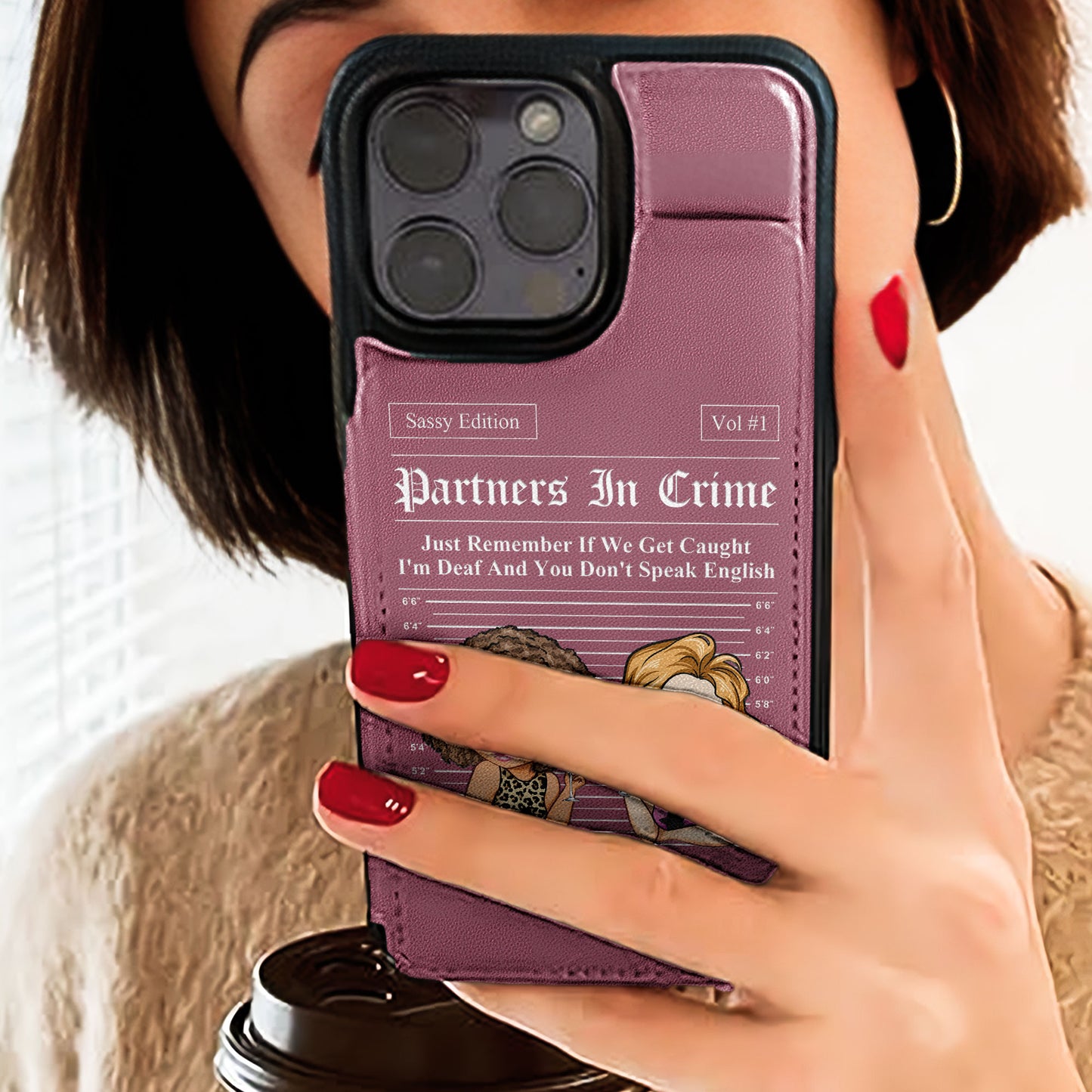 Partners In Crime Just Remember If We Get Caught - Personalized Leather Flip Wallet Phone Case