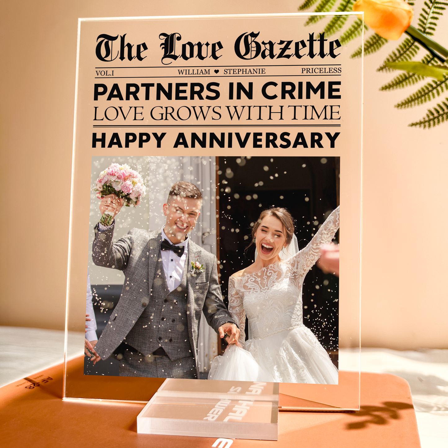 Partners In Crime Love Grows With Time - Personalized Acrylic Photo Plaque