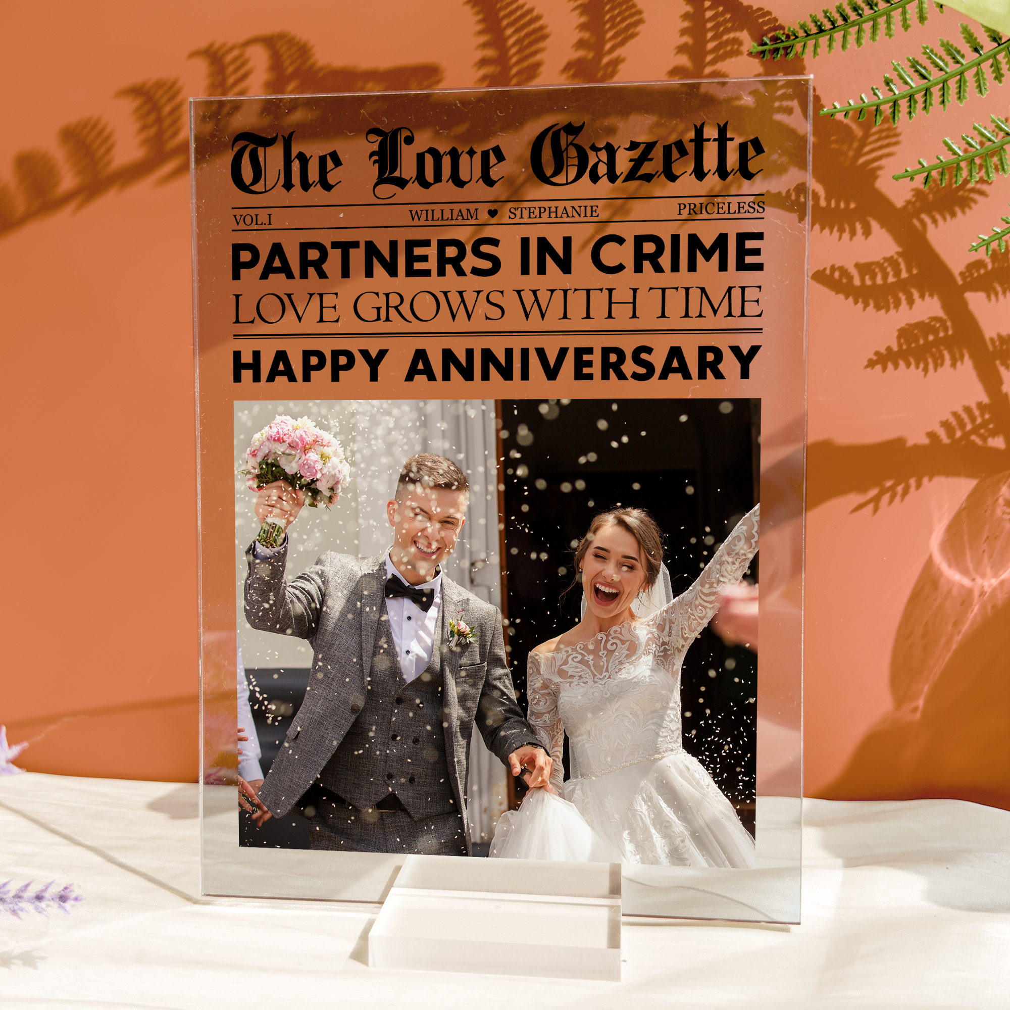 Partners In Crime Love Grows With Time - Personalized Acrylic Photo Plaque