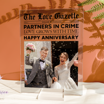 Partners In Crime Love Grows With Time - Personalized Acrylic Photo Plaque