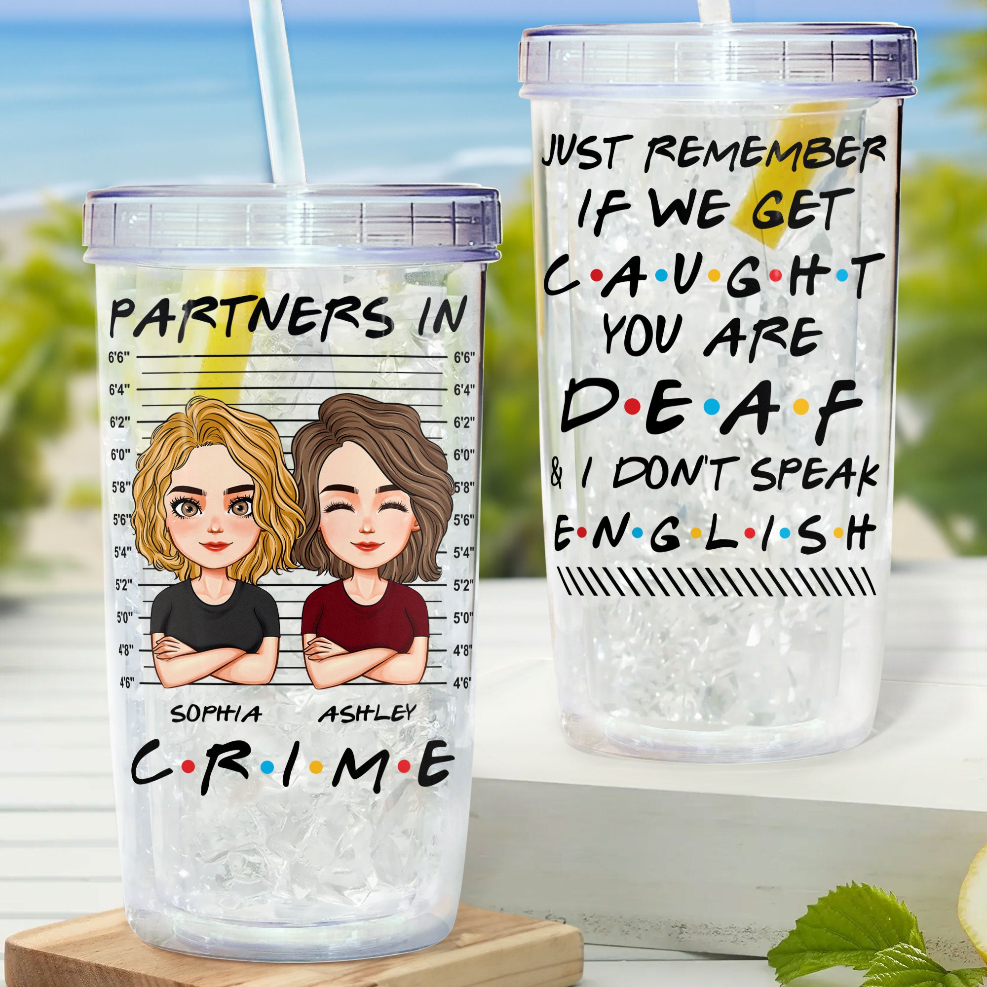 Partners In Crime - Lovely Version - Personalized Acrylic Tumbler With Straw
