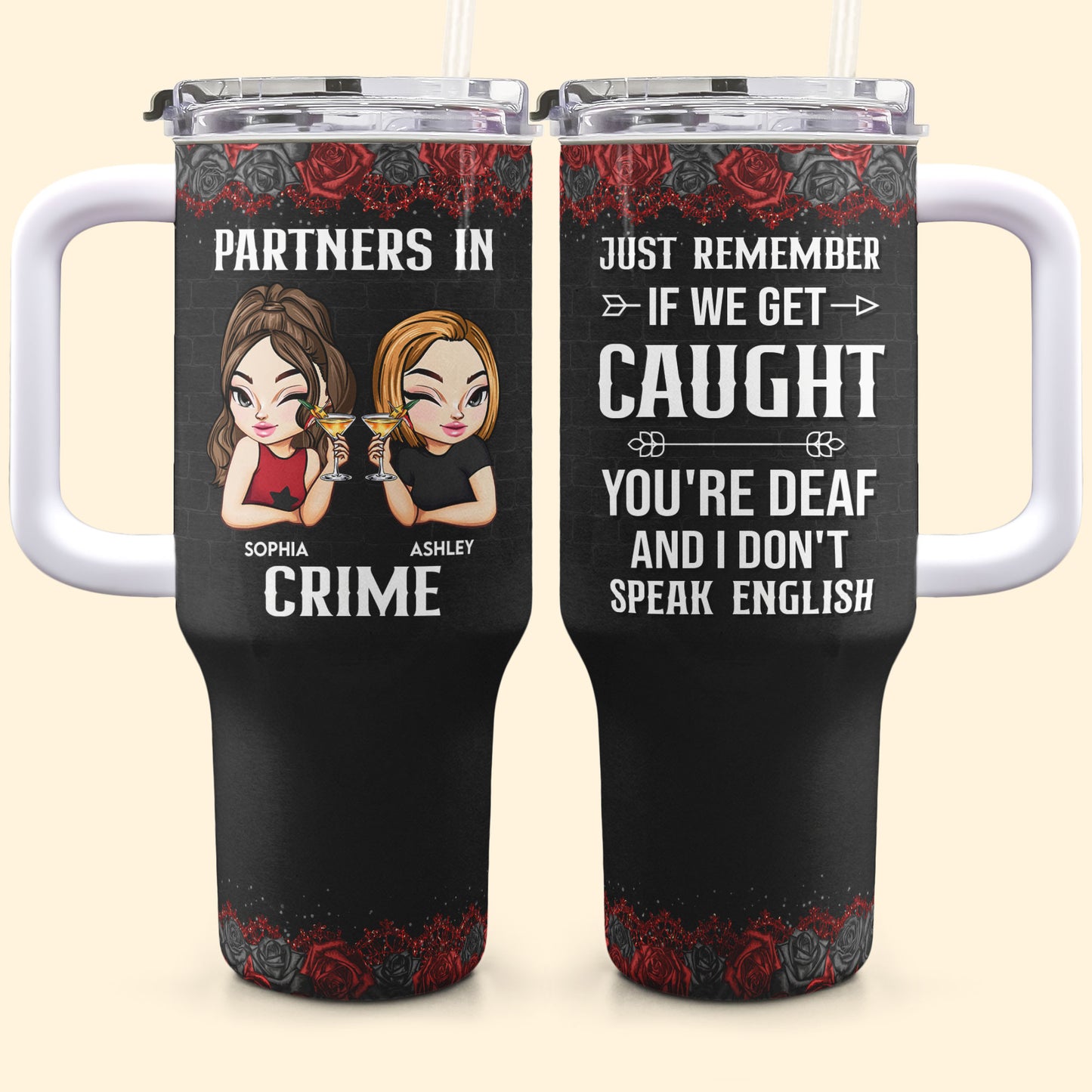 Partners In Crime New Style - Personalized 40oz Tumbler With Straw