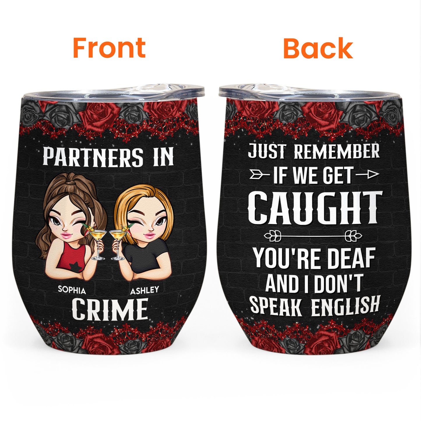 Partners In Crime - New Style - Personalized Wine Tumbler