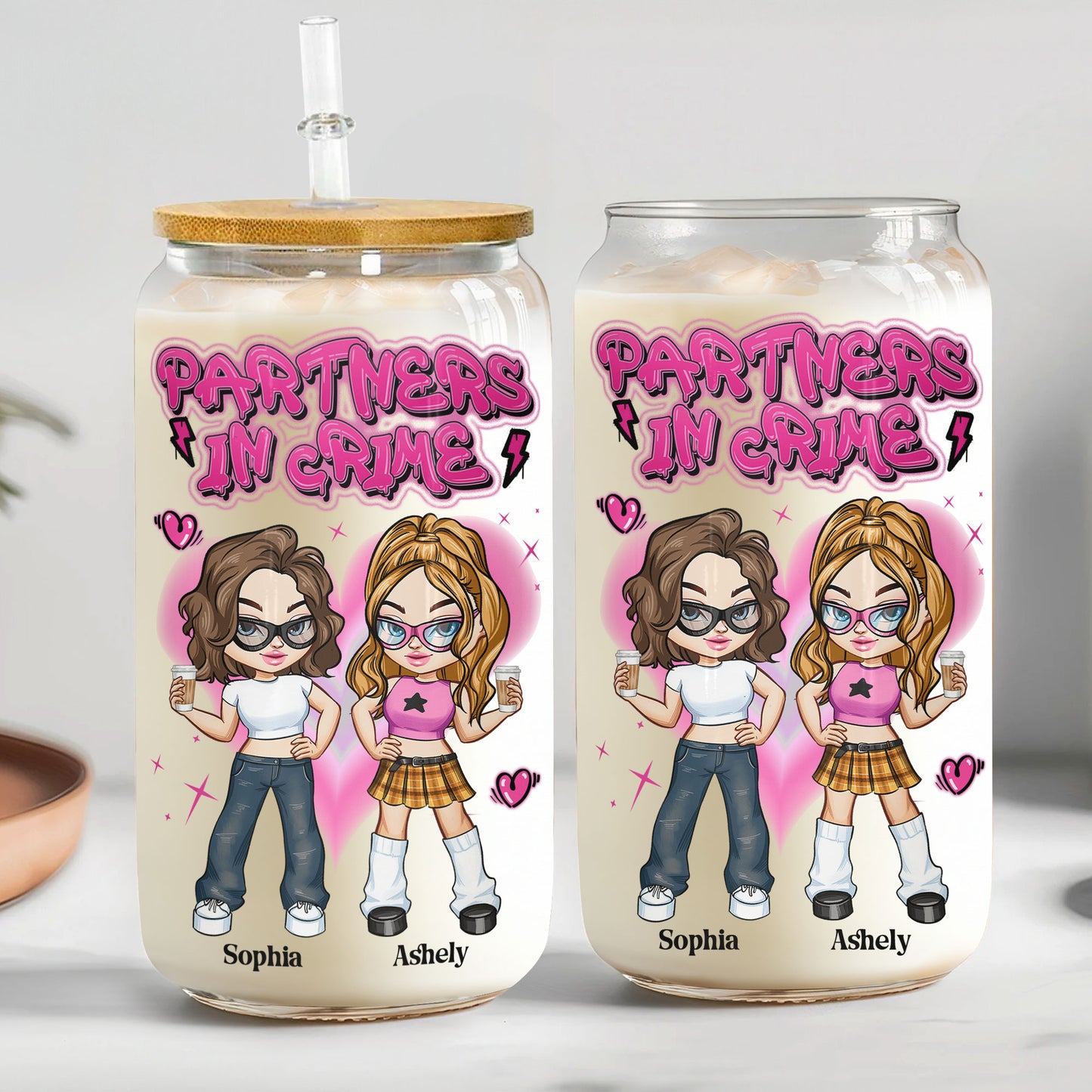 Partners In Crime - Personalized Clear Glass Cup