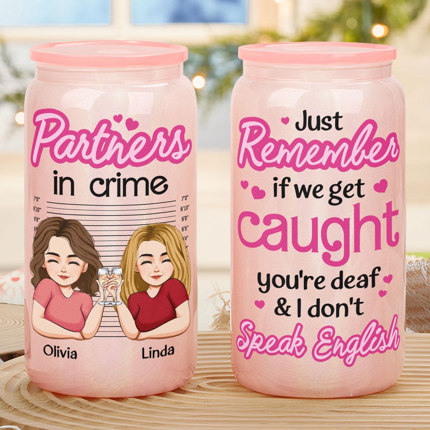 Partners In Crime - Personalized Shimmer Glass Can