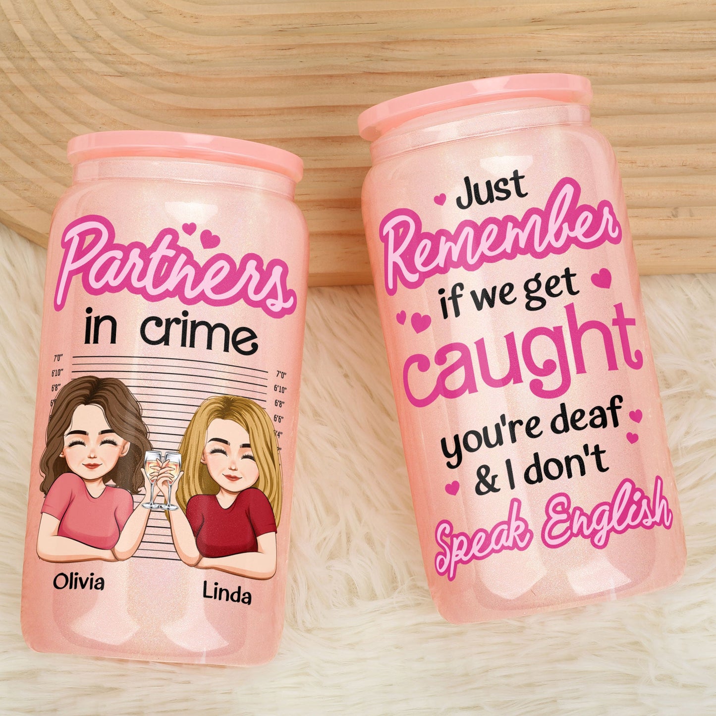 Partners In Crime - Personalized Shimmer Glass Can