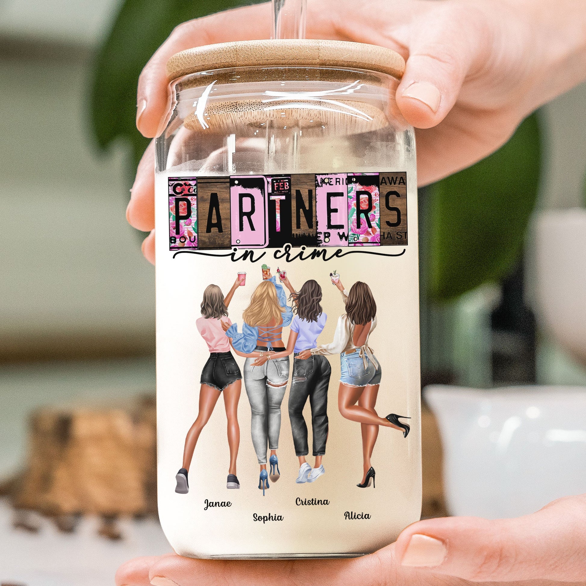 Partners In Crime. We're Trouble. - Personalized Clear Glass Cup