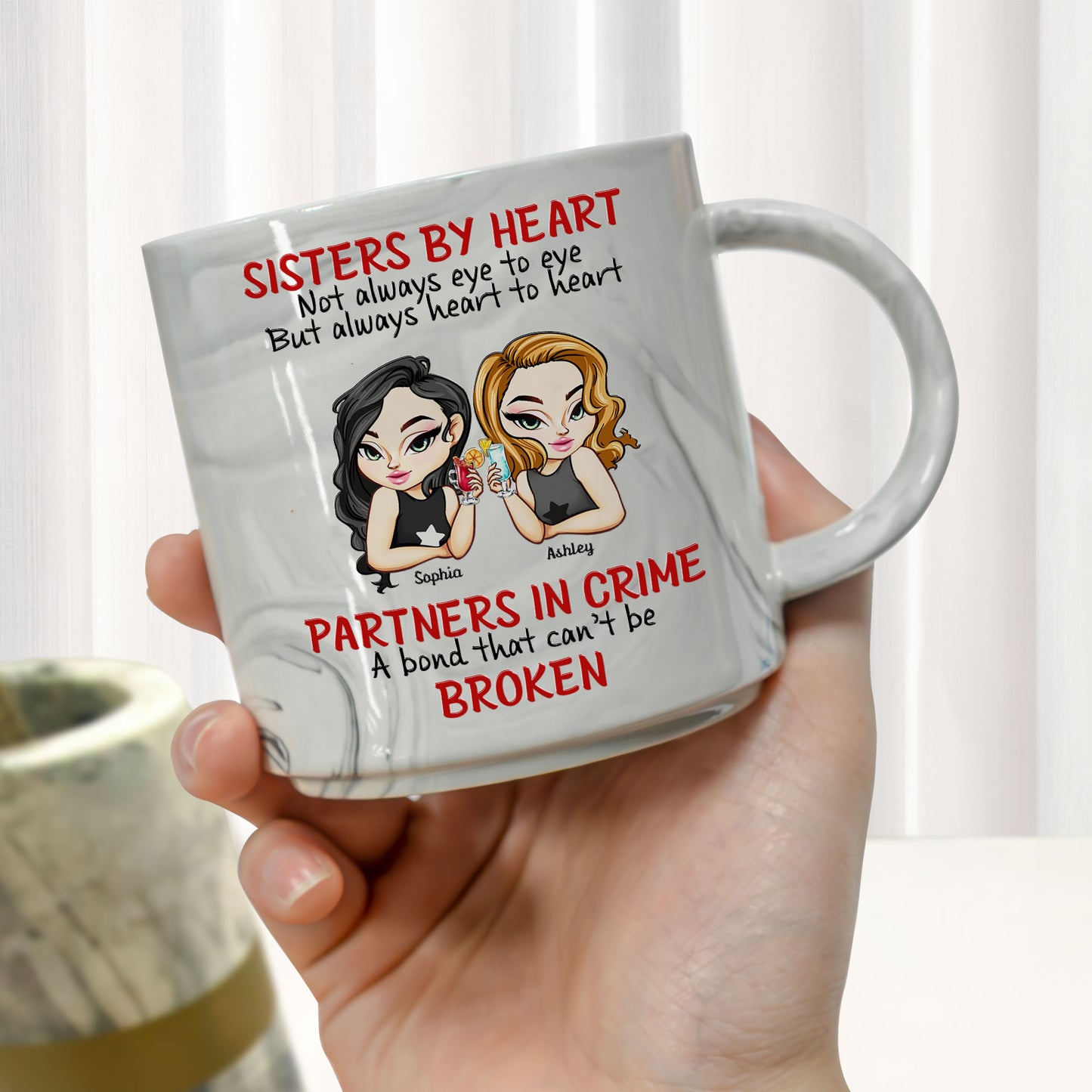 Partners In Crime, A Bond That Can’t Be Broken - Personalized Marble Mug
