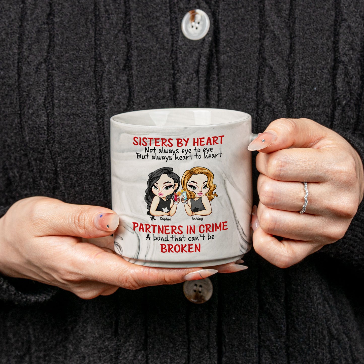 Partners In Crime, A Bond That Can’t Be Broken - Personalized Marble Mug