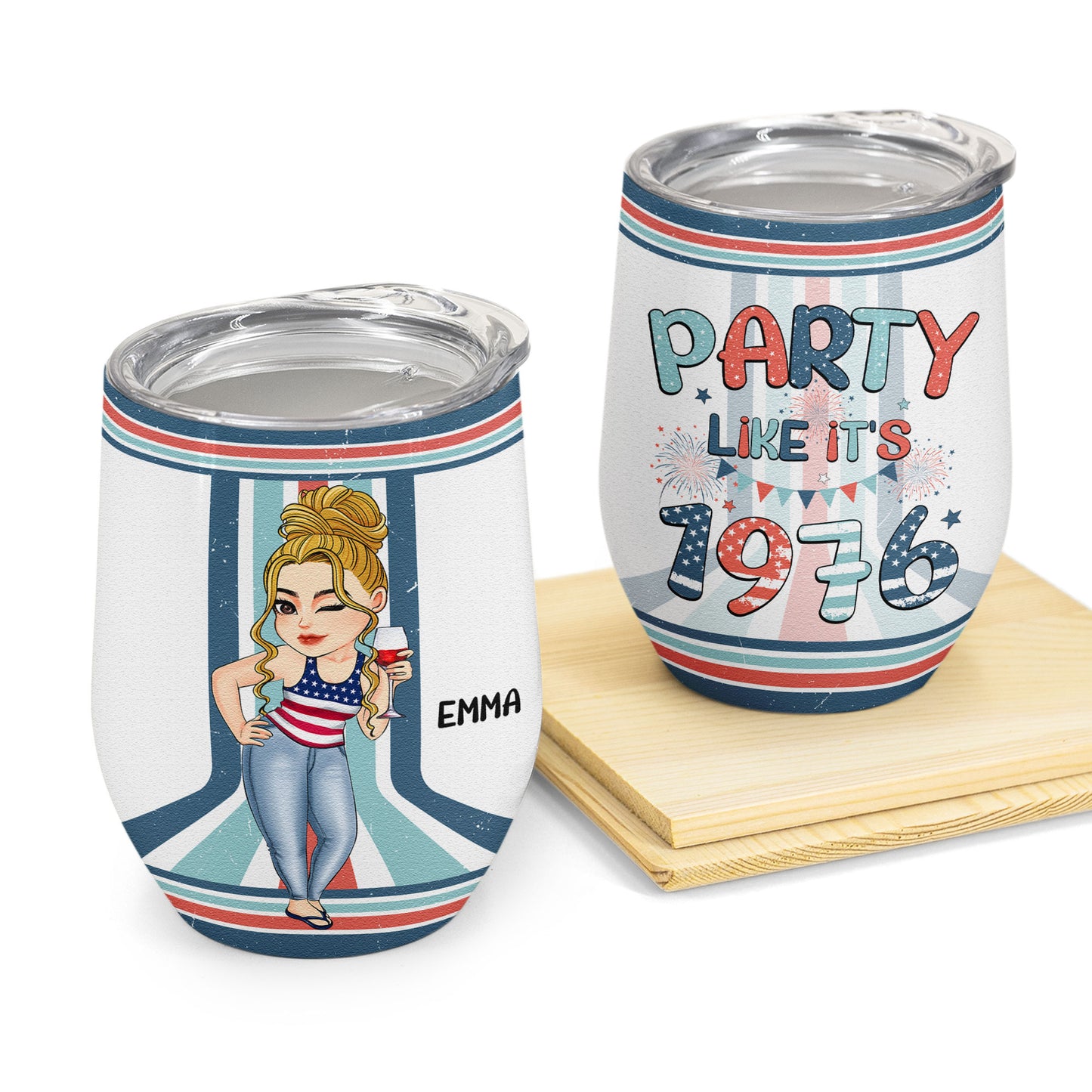 Party Like It's 1976 - Personalized Wine Tumbler