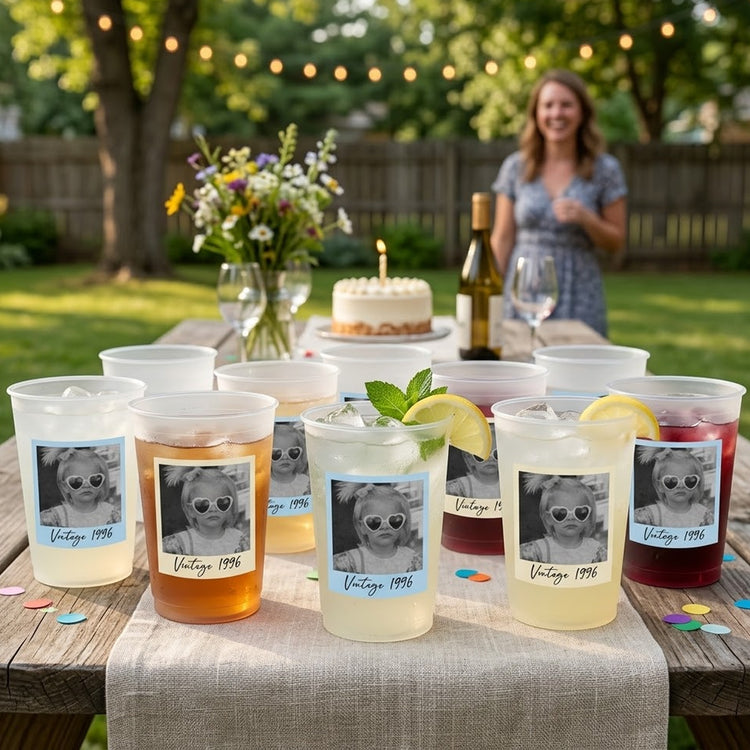 Party-Cups Custom Vintage Photo For Birthday Party Favors - Personalized Cups 1