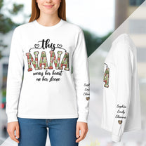 Patchwork Style This Grandma Wears Her Heart - Custom Long Sleeve T-Shirt