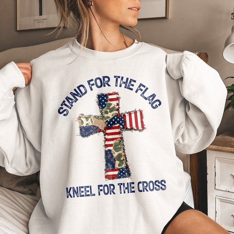 Patchwork-Style-USA-Flag-And-Cross-Print-Shirt-5