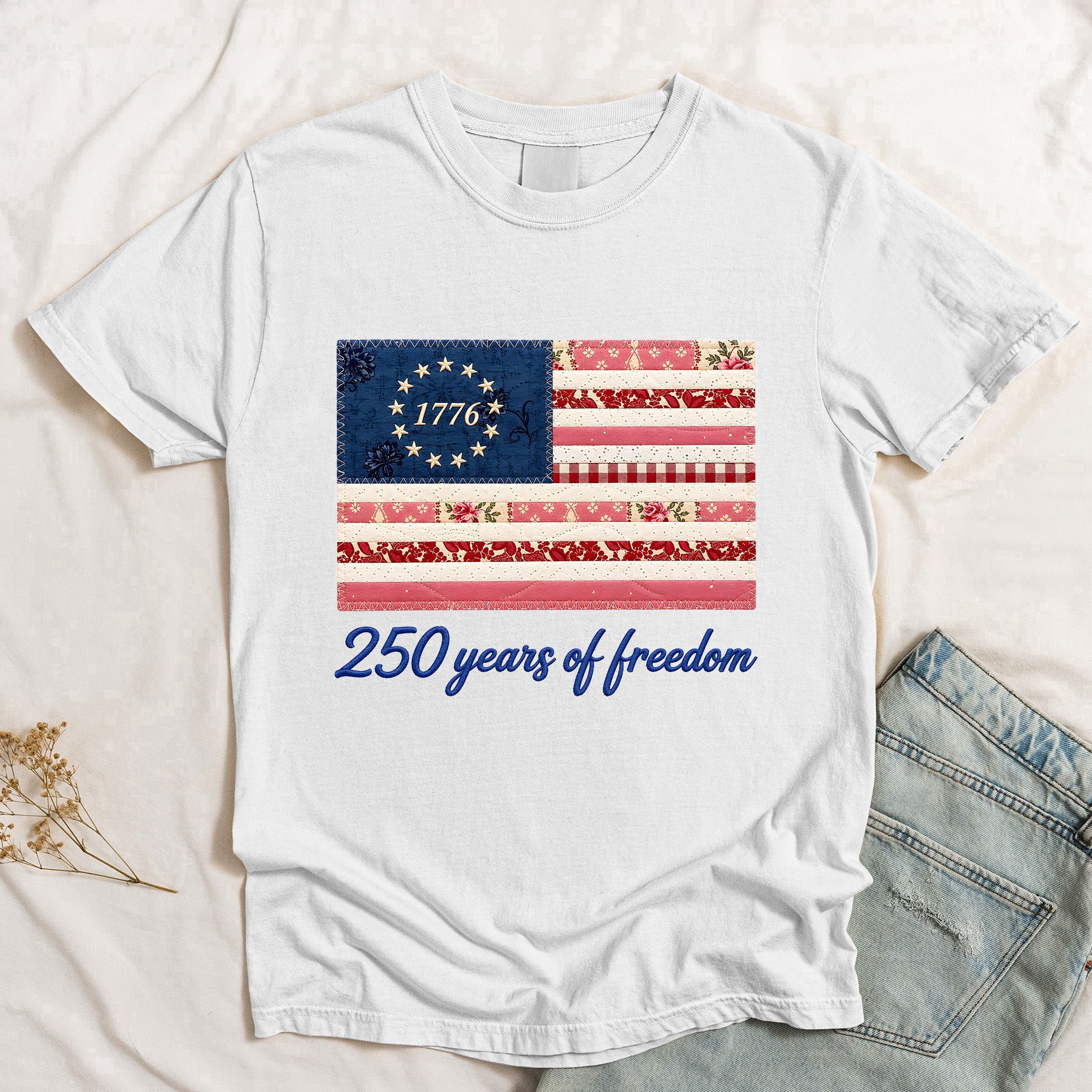 Patchwork_Style_Usa_Flag_Flower_Print_Shirt_4