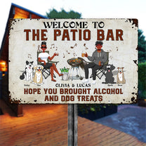 Patio Bar Alcohol And Dog Treats - Personalized Metal Sign