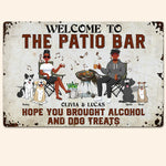 Patio Bar Alcohol And Dog Treats - Personalized Metal Sign