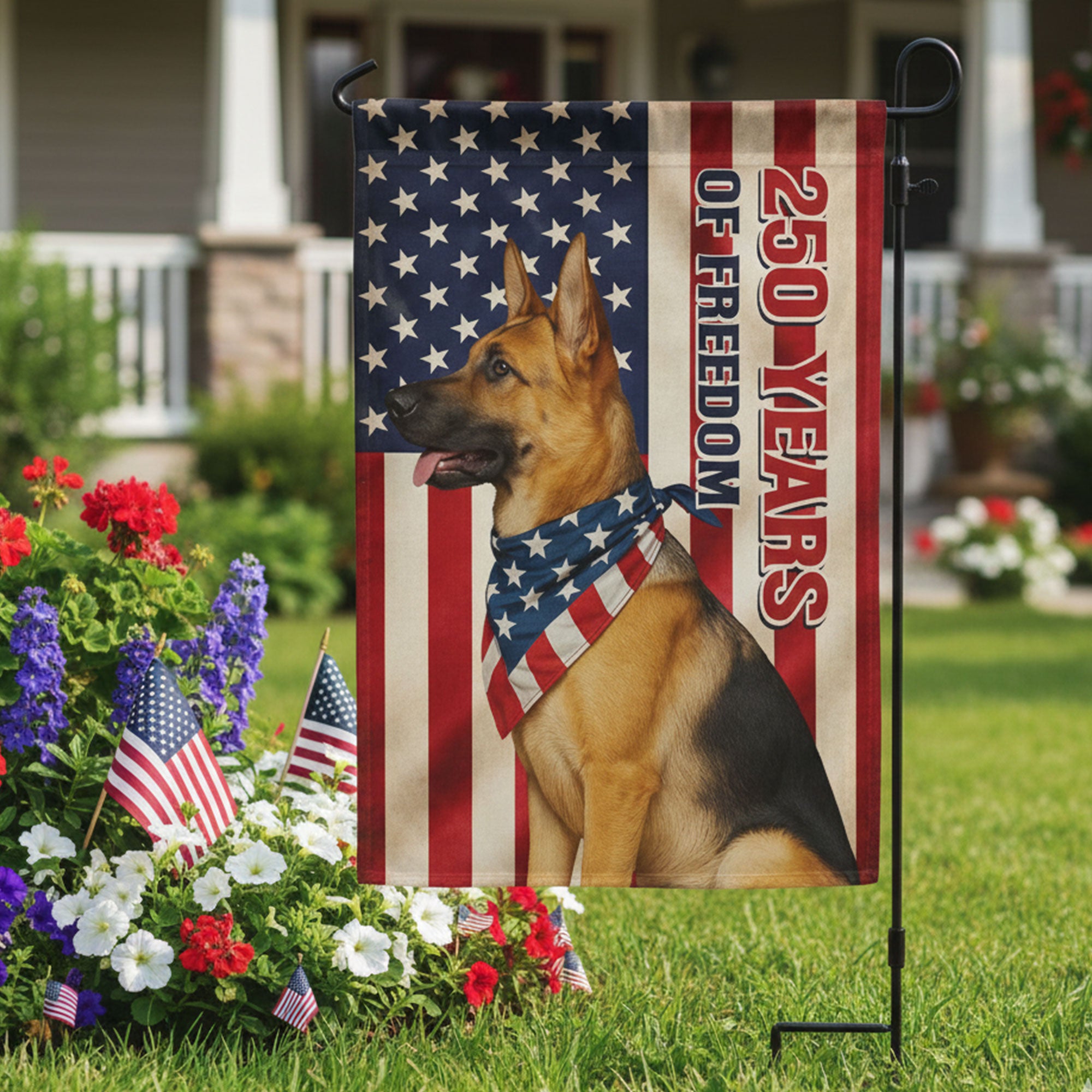 Patriotic Pet Salute - 250 Years Of Freedom - Personalized Photo Flag