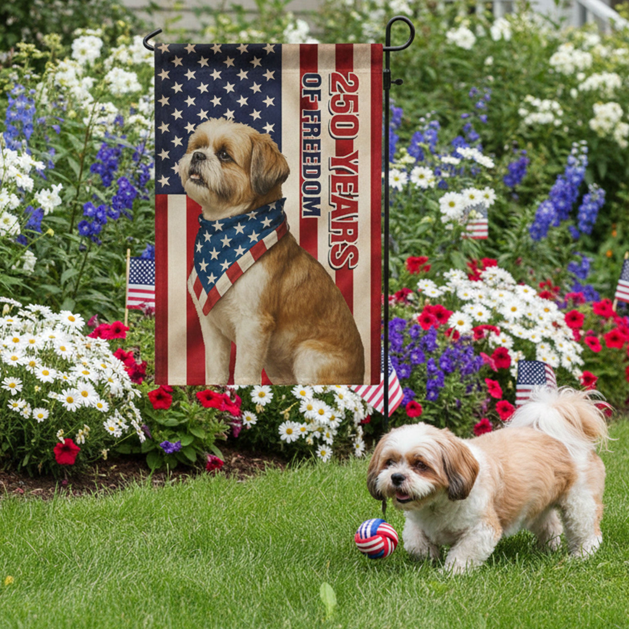 Patriotic Pet Salute - 250 Years Of Freedom - Personalized Photo Flag
