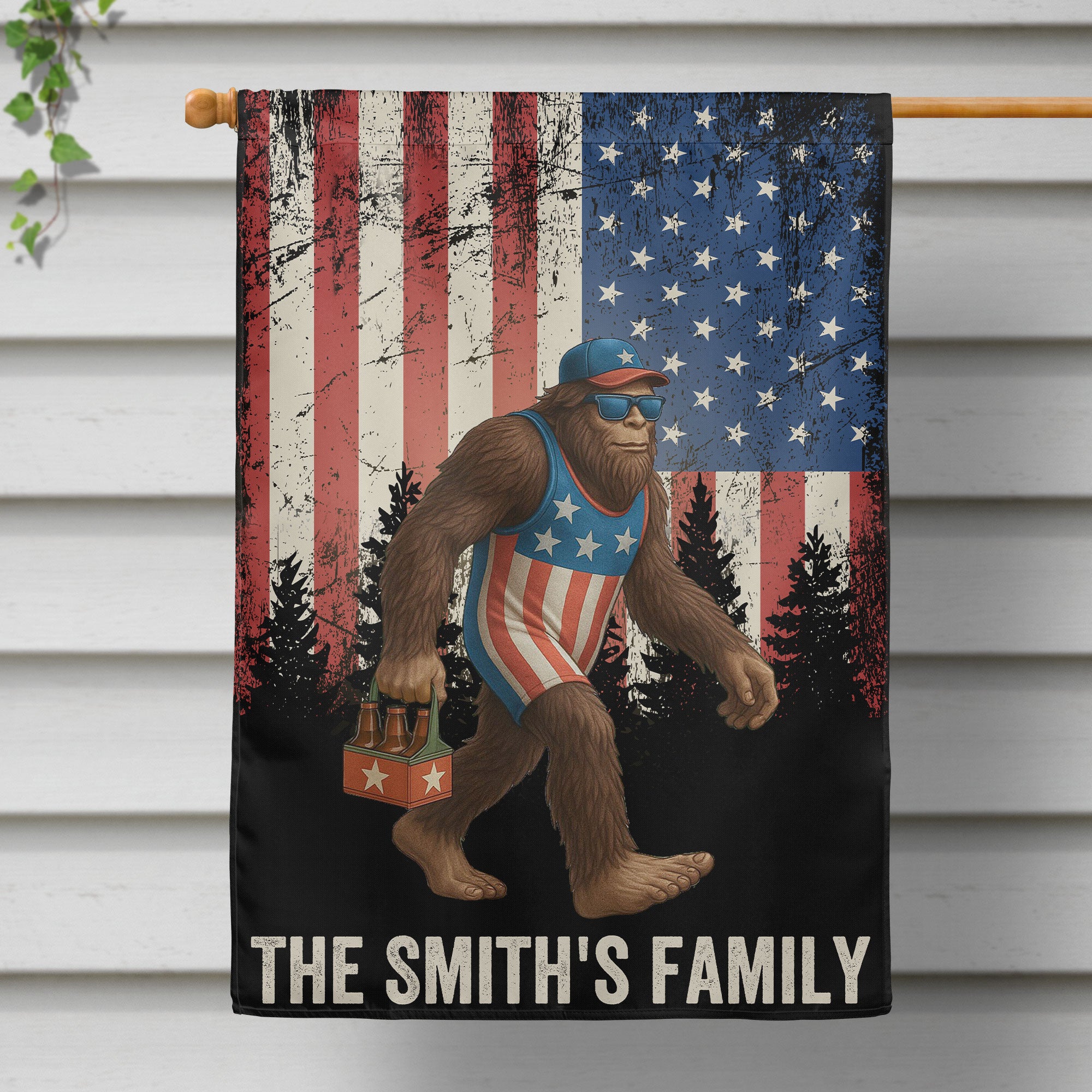 Patriotic Sasquatch - Personalized Flag